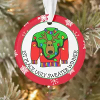 1st Place Winner Ugly Sweater Contest Medal    Ornament