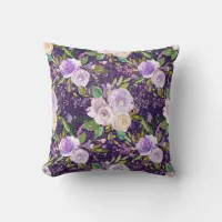 *~* Floral Flowers Pattern PURPLE Throw Pillow