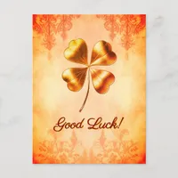 Warm Orange Copper Vintage vibe Good Luck Postcard