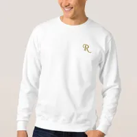 White Mens Custom Embroidered Monogram Sweatshirt