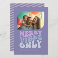 Frosted Lavender Pop Merry Vibes Only Christmas Holiday Card