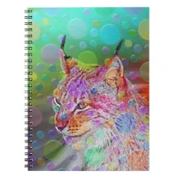 Smiling, colorful lynx - abstract notebook