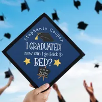 Grad 2025 Graduated Can I Go Back To Bed Navy  Graduation Cap Topper