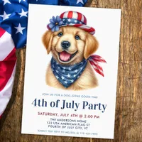 Dog 4th Of July Party Patriotic Golden Retriever Invitation