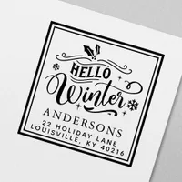 Hello Winter Cute Holiday Christmas Address Self-inking Stamp