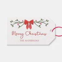 Merry Christmas Chic Coquette Red Bow Personalized Gift Tags