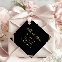 Black And Gold Geometric Abstract Wedding Favor Tags