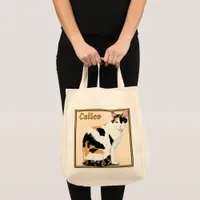 Calico Cat Personalized Grocery Tote Bag