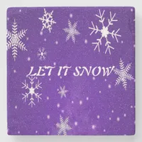 White Snowflakes Blue-Purple Marble Stone Coaster