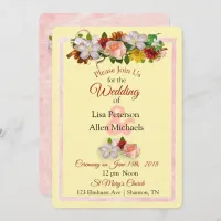 Rose Burgundy Yellow Floral Wedding Invitation