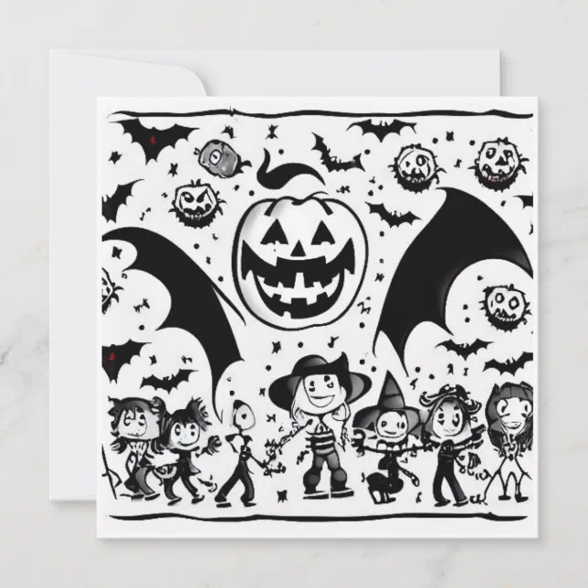 Halloween party in black and white