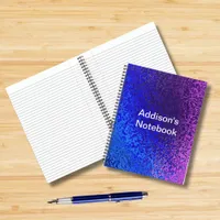 Shades of Blue Purple Shiny Look Pattern Name Notebook