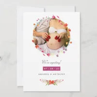 Aquarelle Wildflower Photo Pregnancy Announcement