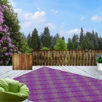 Purple Heather Moss Green Rustic Chic Plaid Tartan Outdoor Rug