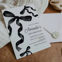 Black Coquette Bow Birthday Invitation