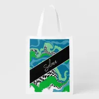 Personalized Abstract Digital Fluid Art   Grocery Bag