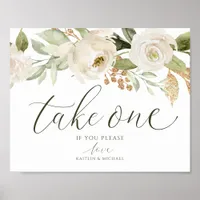 Elegant Wedding Please Take One Sign Foliage White