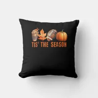Tis The Season Pumpkin Leaf Latte Fall Thanksgivin Throw Pillow