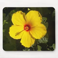 Yellow Hibiscus Flower Mouse Pad