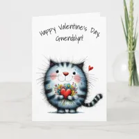 Adorable Black and White Cat Happy Valentine's Day Card