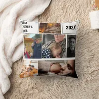 Best Father's Ever Photo Collage and Custom Text Throw Pillow