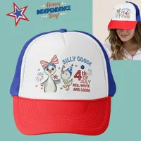 Silly Goose Mama & Baby Red, White & Blue Trucker Hat