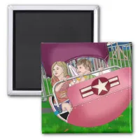 Kids at Carnival Whimsical Art Magnet