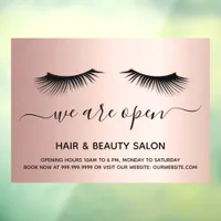 Beauty salon rose gold eye lashes window cling