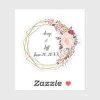 Boho Floral Geometric Wedding Date Sticker