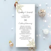 Gold Snowflake on White Winter Wedding Program