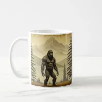 Vintage Bigfoot in the Mountains and Pines Coffee Mug