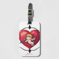 Cupid on Red Heart Luggage Tag