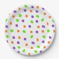 Purple, orange, lime green Halloween Party Paper Plates