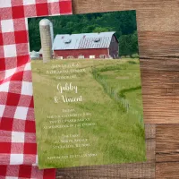 Red Barn and Silo Farm Wedding Rehearsal Dinner Invitation