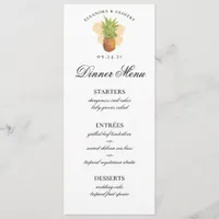Tropical Pineapple Watercolor Wedding Photo Menu