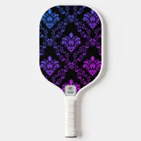 Blue & Pink Pattern on Black | Pickleball Paddle