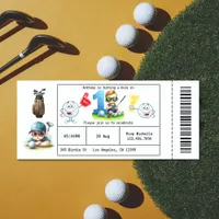 Boy Golf Ticket Style 1st Birthday Party Invitation