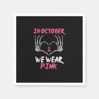 Breast Cancer Skeleton Hand Heart We Wear Women Napkins