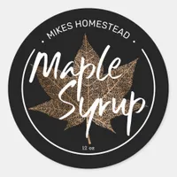 Modern Maple Syrup Label Copper Maple Leaf