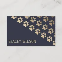 Modern Gold And Navy Dog Walker | Pet Sitter Business Card