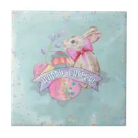 Easter Bunny, Eggs and Confetti ID377 Ceramic Tile