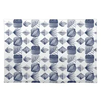 Bold Caribbean Tribal Mudcloth: White, Navy Blue Cloth Placemat