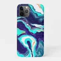  Blue Teal Ocean Swirls Marble Fluid Art iPhone 11 Pro Case