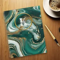 Elegant Emerald Green Marble with Gold Flecks Planner