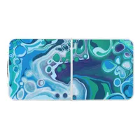 Blue and Green Digital Marble Fluid Art    Beer Pong Table