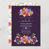 Elegant Watercolor Floral Fiesta Spanish Wedding Invitation