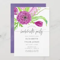 Watercolor Floral Bachelorette Party Invitation