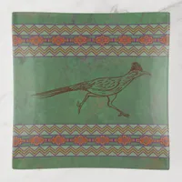 Southwest Roadrunner Sagebrush Green Trinket Tray