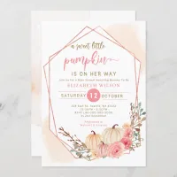 little pumpkin is on her way pink baby shower  invitation