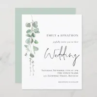 Budget Elegant Eucalyptus Wedding Invitation
